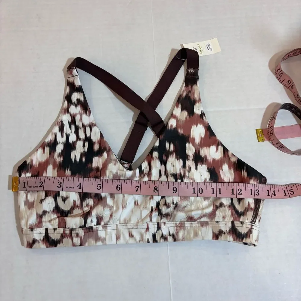 Aerie OFFLINE Shine Strappy Back Sports Bra NEW with tags Size Small Cocoa Cream
